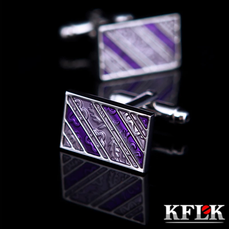 

KFLK ювелирные изделия рубашки дизайнерские запонки для мужчин бренд манжеты звенья Оптовая пуговица высокое качество фиолетовые свадьба му...