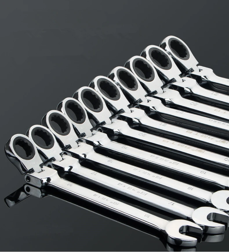 

8pcs Ratchet Combination Metric Wrench Set Fine Tooth Gear Ring Torque and Socket Wrench Set Nut Tools for Repair Set of Wrench