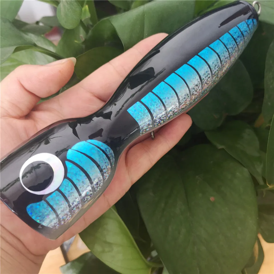 Swolfy 2pc Wooden lure Boat Fishing Lure Popper Saltwater Big Game Topwater Wood Bait 115G/120G/190G | Спорт и развлечения