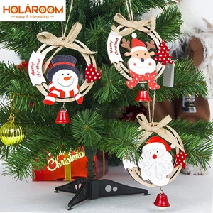 1pcs Christmas tree bell pendant Santa Claus snowman ornaments Christmas door hanging pendant New year home party decorations
