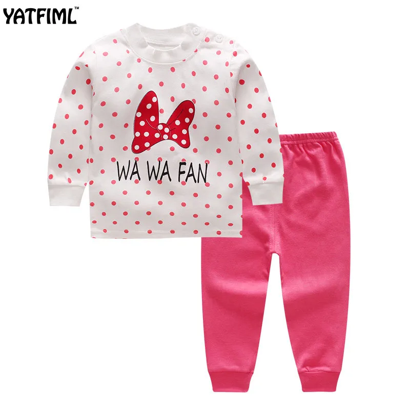 YAFIML 2017 Autumn Winter pajamas for girls boys toddler baby set Children sleepwear top+pants 2pcs 100%cotton knitted |