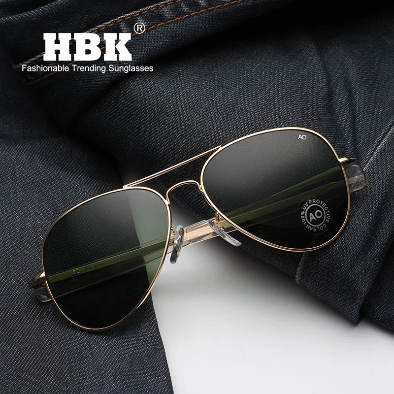 HBK пилот 90s AO общий Американский Оптический 12K золотой ТИНТ рамка Oculos De Sol военный