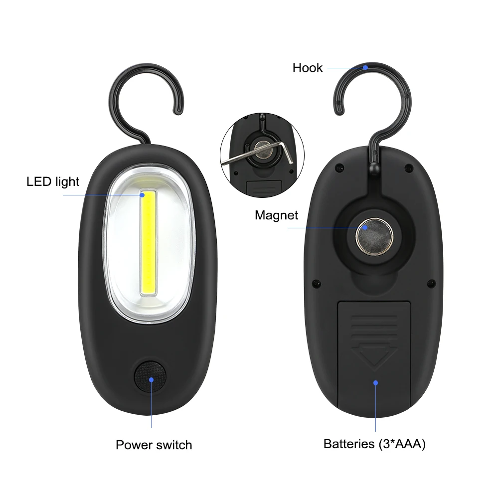1 Режим COB LED Магнитный рабочий свет складной карманный фонарик с крюком Удобная
