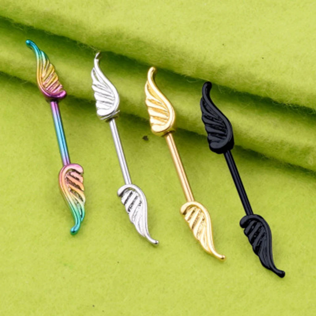 2 шт. пара ниппель из нержавеющей стали крылья ангела штанга бижутерия для тела 14