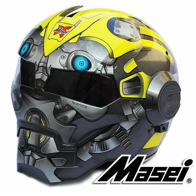 Шлем для мотокросса Masei War Machine серый мужчин и женщин Железный человек