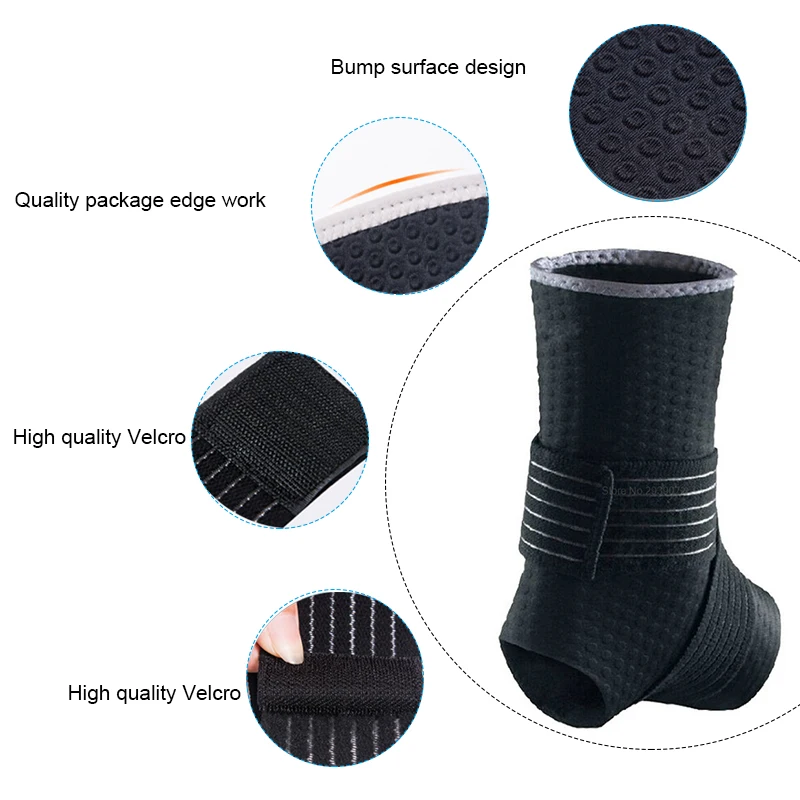 Черный спортивный защитный бандаж на лодыжку 1 шт. регулируемый для поддержки