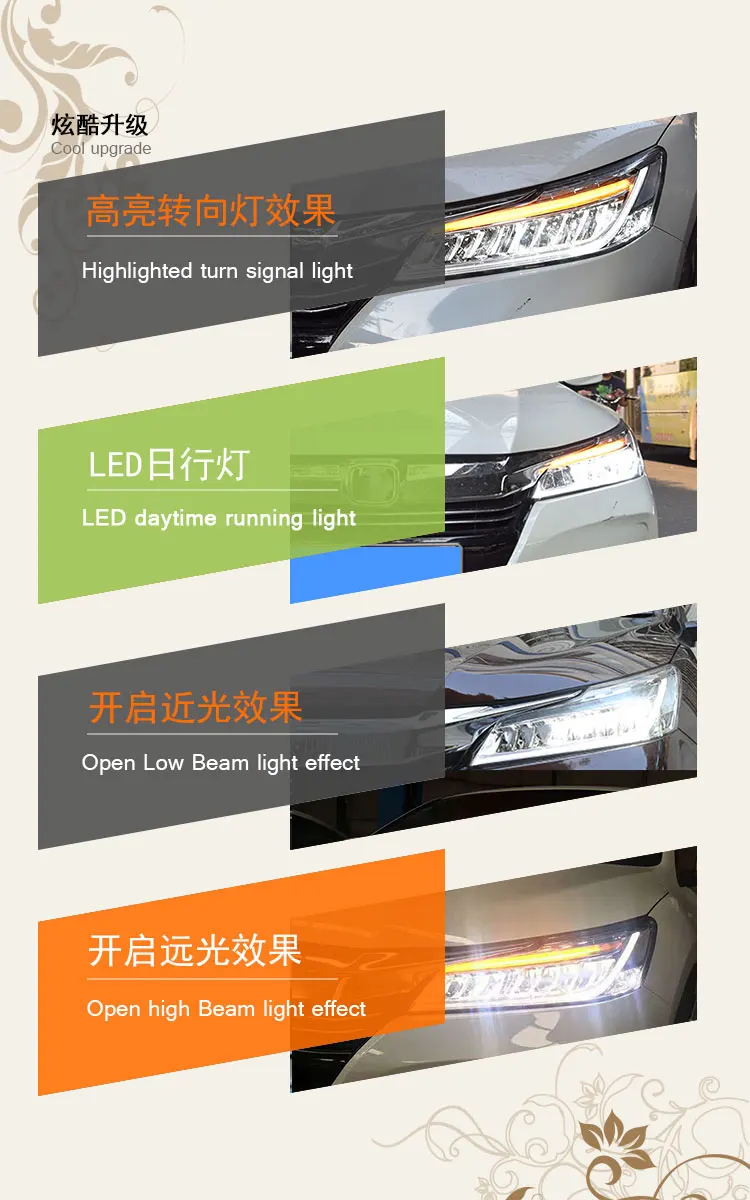 2 шт. автомобильный стиль светодиодный фары для Honda Accord для Accord Головной фонарь светодиодный DRL Объектив двойной луч H7 HID Xenon bi xenon объектив