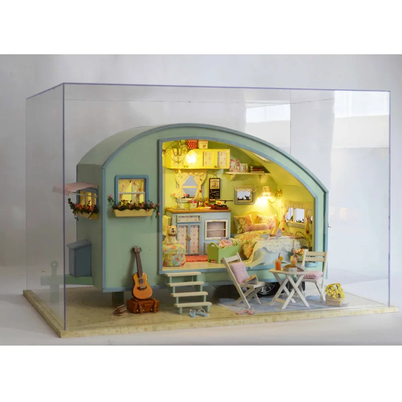 Diy Кукольный Дом Ручной Работы Вилла 3D Миниатюрная Деревянная Модель Здания Дома