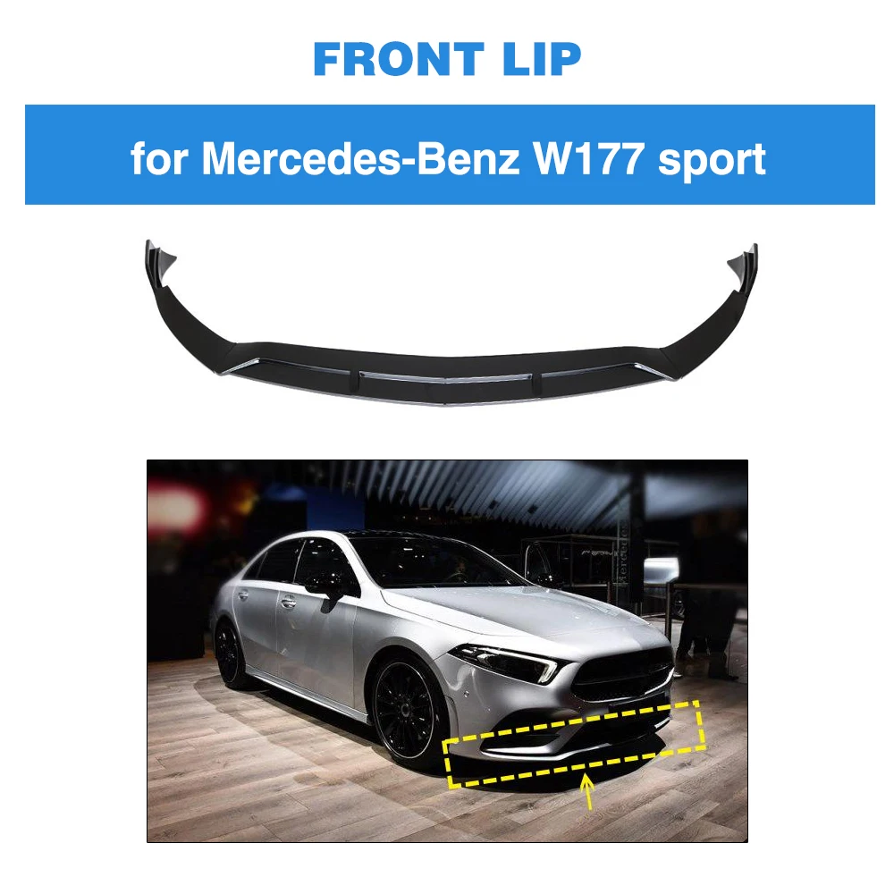 

For Mercedes-Benz C Class W177 Sport 2019 PP Glossy Black Front Bumper Lip Spoiler