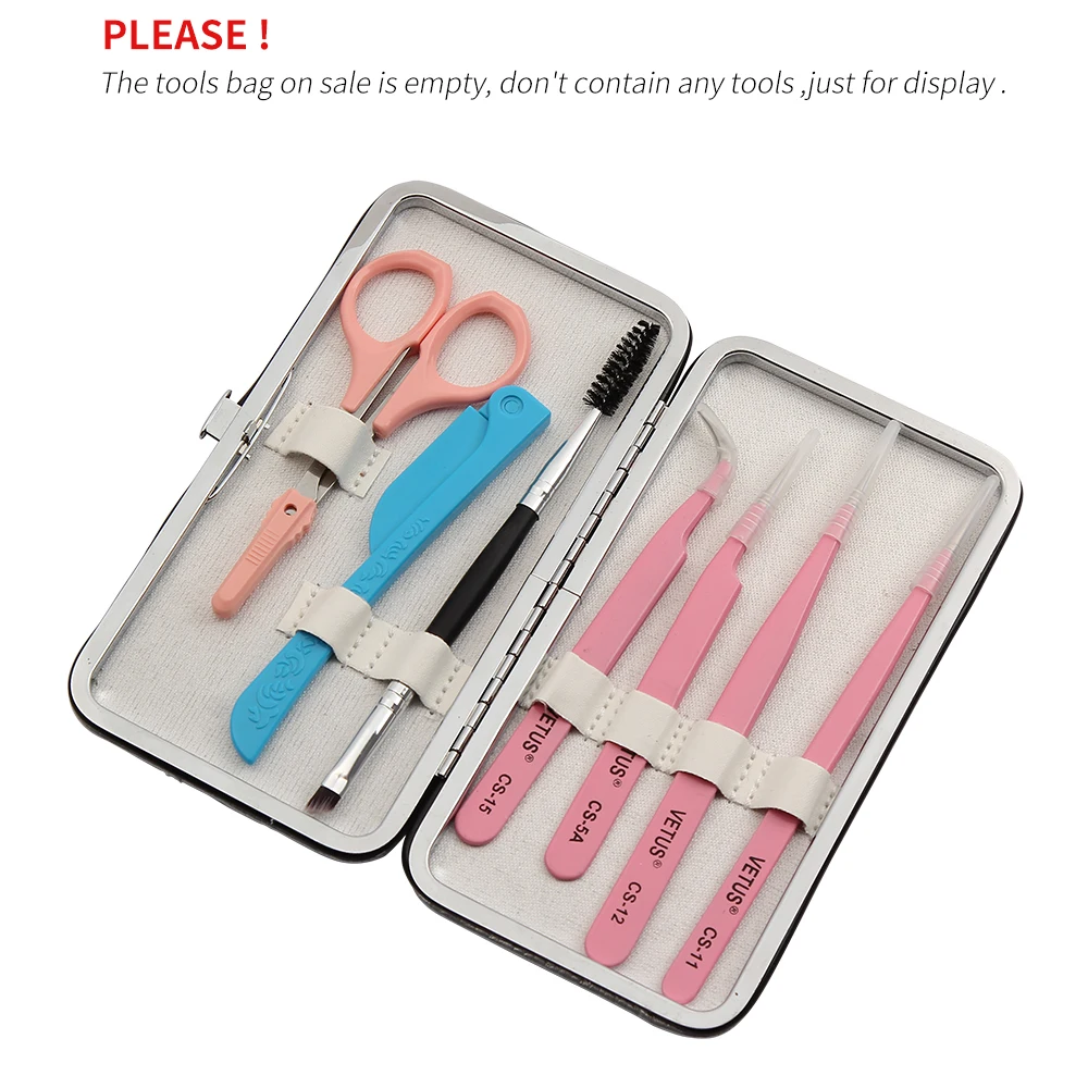 

Portable Eyelash Tweezers Box Private Label Lashes Extensions Tools Bag Eyelashes Tweezers Cosmetic Case 9 colors
