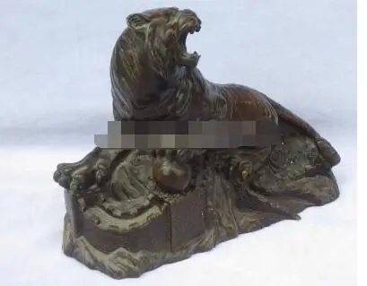 Китайская старая медь/бронза резной тигр на большой стене большая