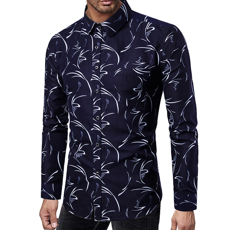

2019 New Men White Shirt Long Sleeve Fashion Business Mens Casual Shirts Asian Size 5XL Classic Print Dress Shirt Men