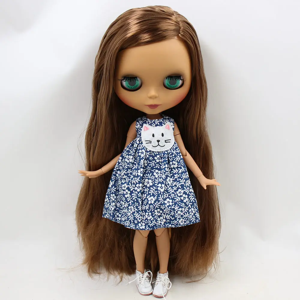 Ледяной DBS Blyth кукольные нет. BL9158 каштановые волосы черная матовая искусственная