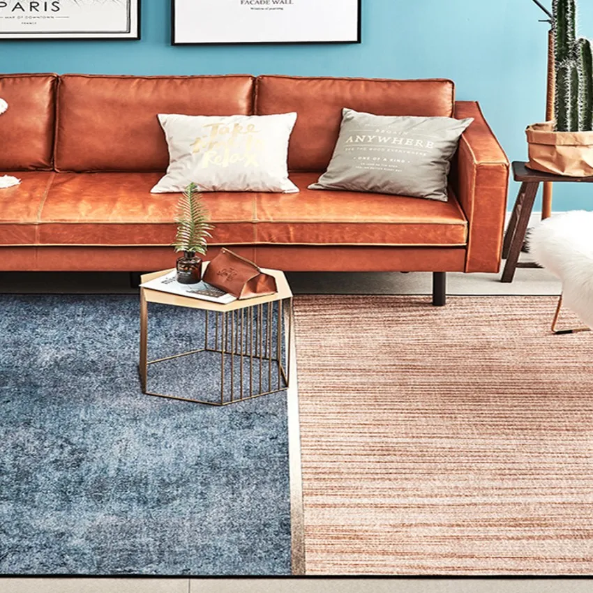 INS популярный деревянный цвет смешанный геометрический ковер для гостиной
