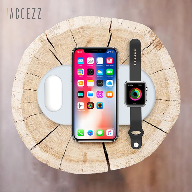 ! ACCEZZ 3 в 1 10 Вт 7 5 QI Быстрое беспроводное зарядное устройство для телефона iphone 8 Plus X