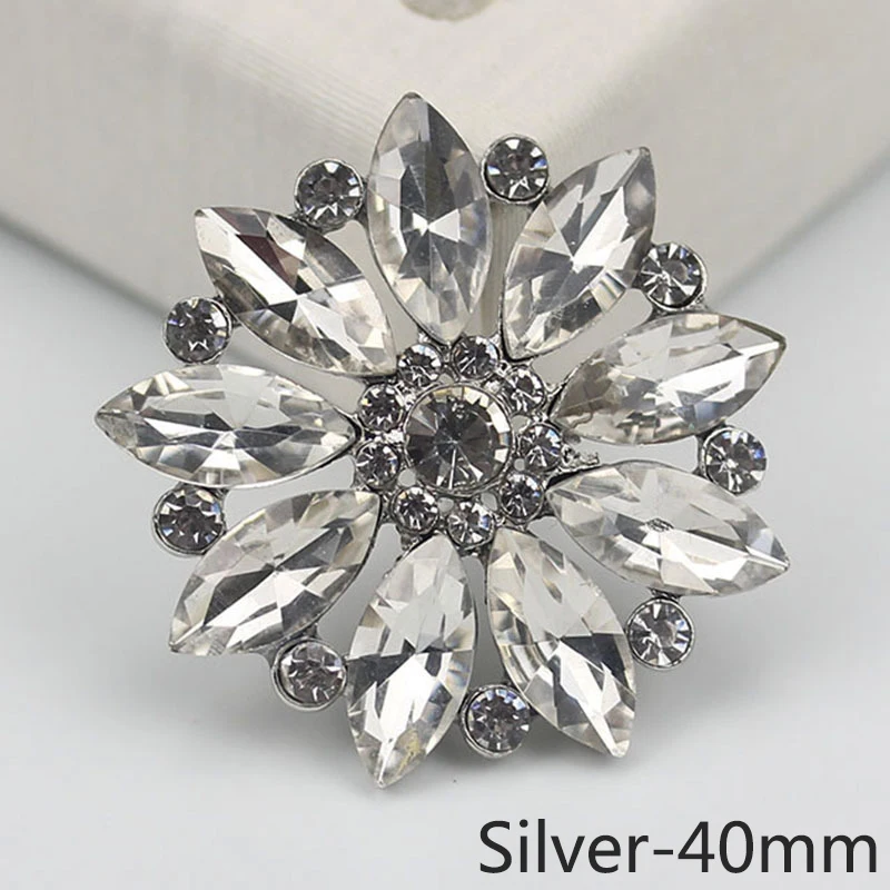 Silver40mm Meetee 2 шт 30 мм/35 мм/40 мм высококачественные Стразы Кнопки DIY шуба декоративные пряжки одежда специальный Ремесло Швейные аксессуары - Цвет: Silver40mm