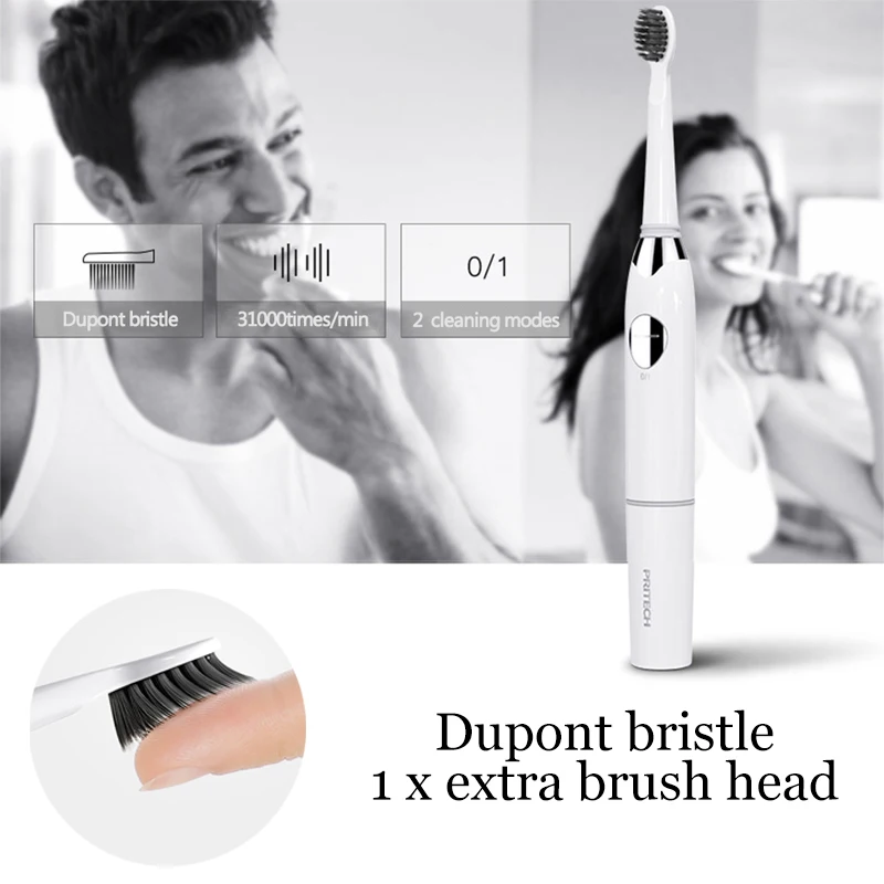 PRITECH Sonic Electric Toothbrush Wireless Battery Ultrosonic Oral Care Hygiene Health Vibrating For Adult | Бытовая техника
