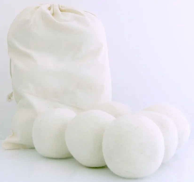 

6 PCS/LOT Handy Laundry Sheep Wool felt Dryer Balls Laundry Balls & Discs Natural Reusable 6PCS With Cloth Bag 6 CM