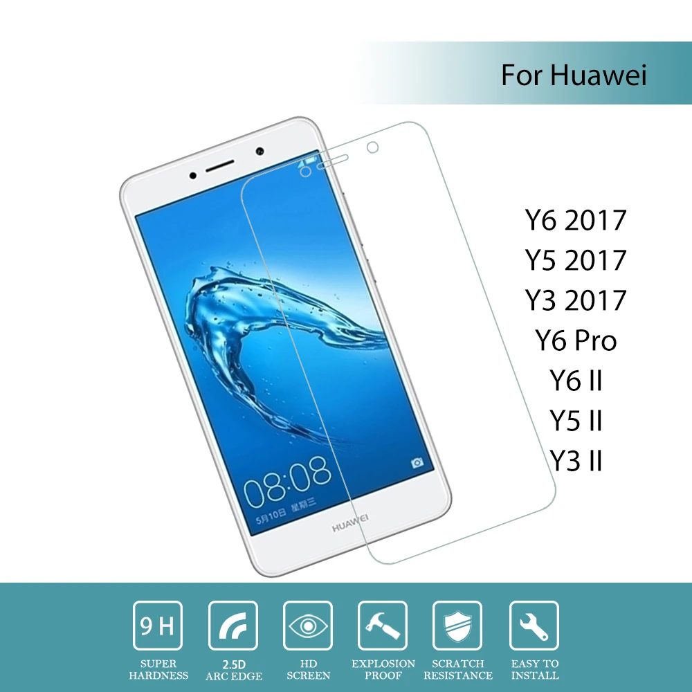 

Для Huawei Y3 Y5 Y6 Y7 2017 II Защитная пленка из закаленного стекла с уровнем твердости 9H 2.5D Защита от царапин для экрана Премиум-качества протектор м...