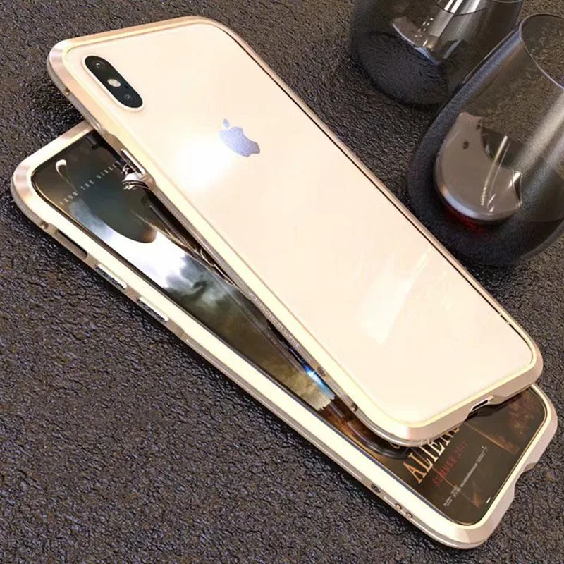 Gold Silver Luphie металлический бампер чехол для iPhone XS MAX XR Роскошная алюминиевая рама Гибридный противоударный чехол для iPhone 8 7 Plus Funda Coque - Цвет: Gold Silver