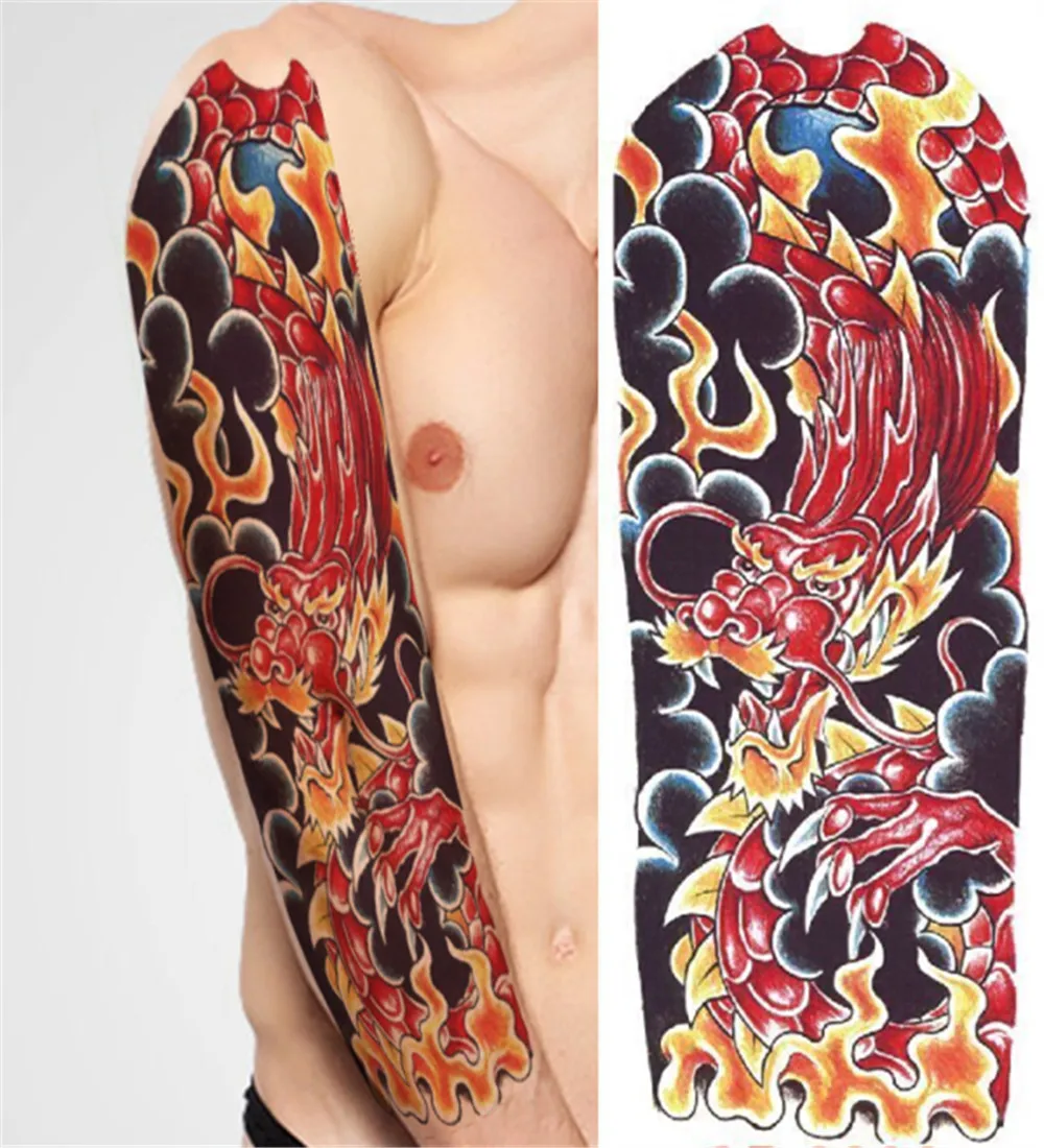 Дракон Большие Татуировки крутая Большая водонепроницаемая поддельная паста