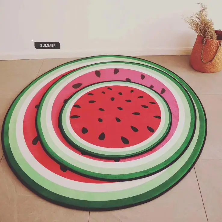 Watermelon Мультяшный круглый ковер детская комната толстый губчатый круглый коврик Детская игровая палатка напольный коврик компьютерные коврики под стулья Детские татами мягкие коврики - Цвет: Watermelon