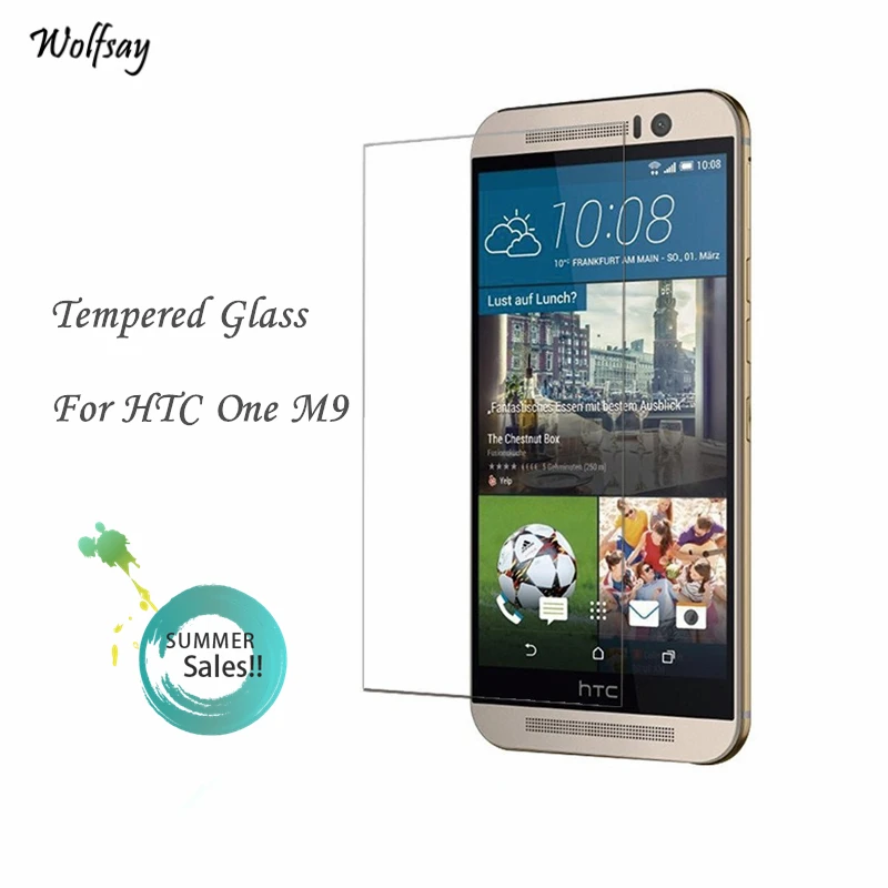 Закаленное стекло для htc One M9 2 шт. Защита экрана ультратонкая защитная пленка Wolfsay
