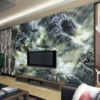 beibehang jade sculpture landscape fresco tv custom papel de parede 3d photo wallpaper for living room bedroom landscape mural