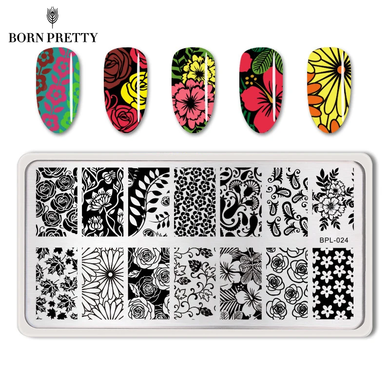 BORN PRETTY Ногтей Штамповки Плиты Кружева Цветок Животных Шаблон Ногтей Штамп Штамповка Изображения Шаблона Плиты Трафарет для Ногтей Инструмент