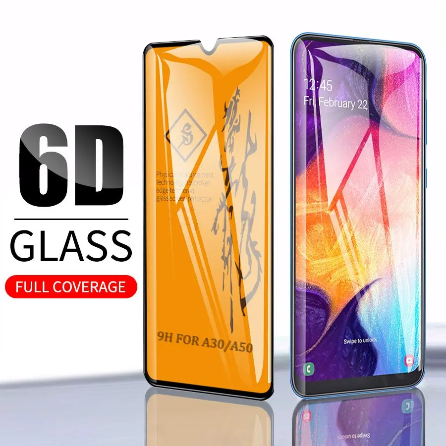 6D Tempered Glass For Samsung Galaxy A50 A30 A40 A60 A70 A80 A90 Full Screen Protector Protective Film For Samsung M20 M30 Glass