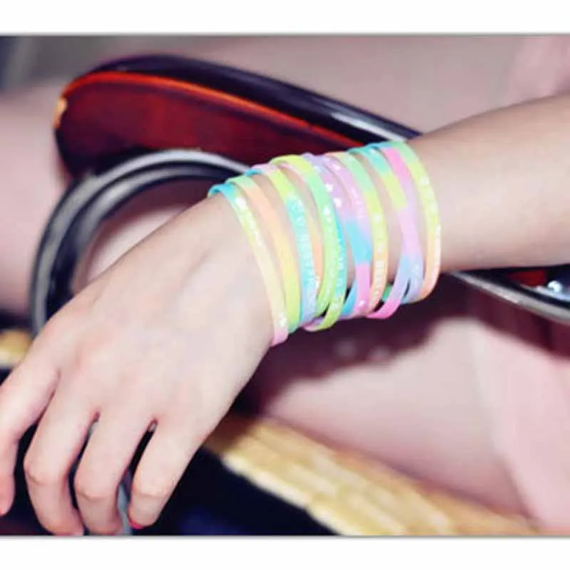 10 Pieces / English Alphabet Silicone Sports Bracelet Punk Hip Hop Luminous Ladies Fashion Lovers Jewelry Gift | Украшения и
