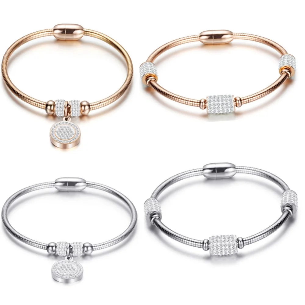 New Snake Bone Chain Bracelet Cz Rhinestone Trend Fashion Magnet Buckle Cuff Bangle Bohemian Style Jewelry Gift Valentine's Day |