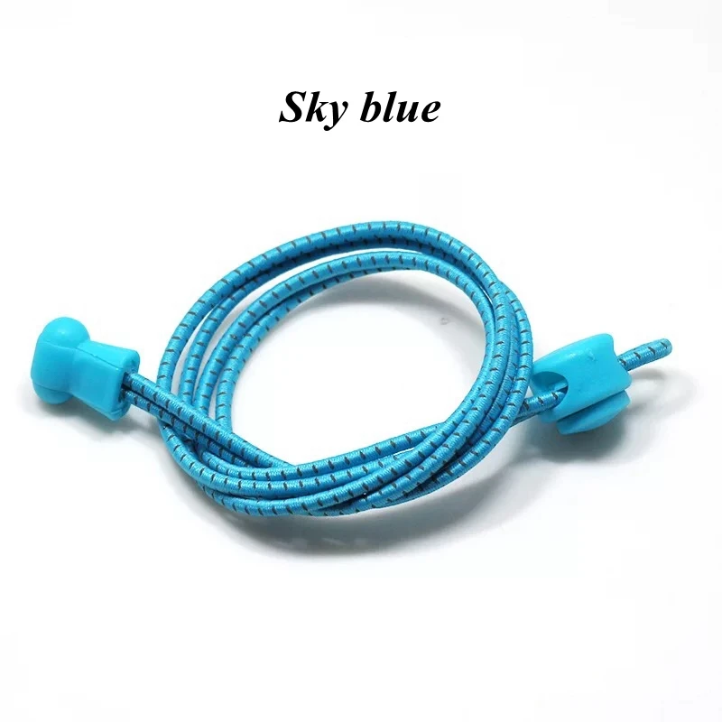 Sky blue 1 пара Светоотражающие эластичные шнурки, растягивающиеся шнурки для обуви, фирменные шнурки без завязок, уличные кроссовки, кружевные аксессуары для обуви, кружевные шнурки - Цвет: Sky blue