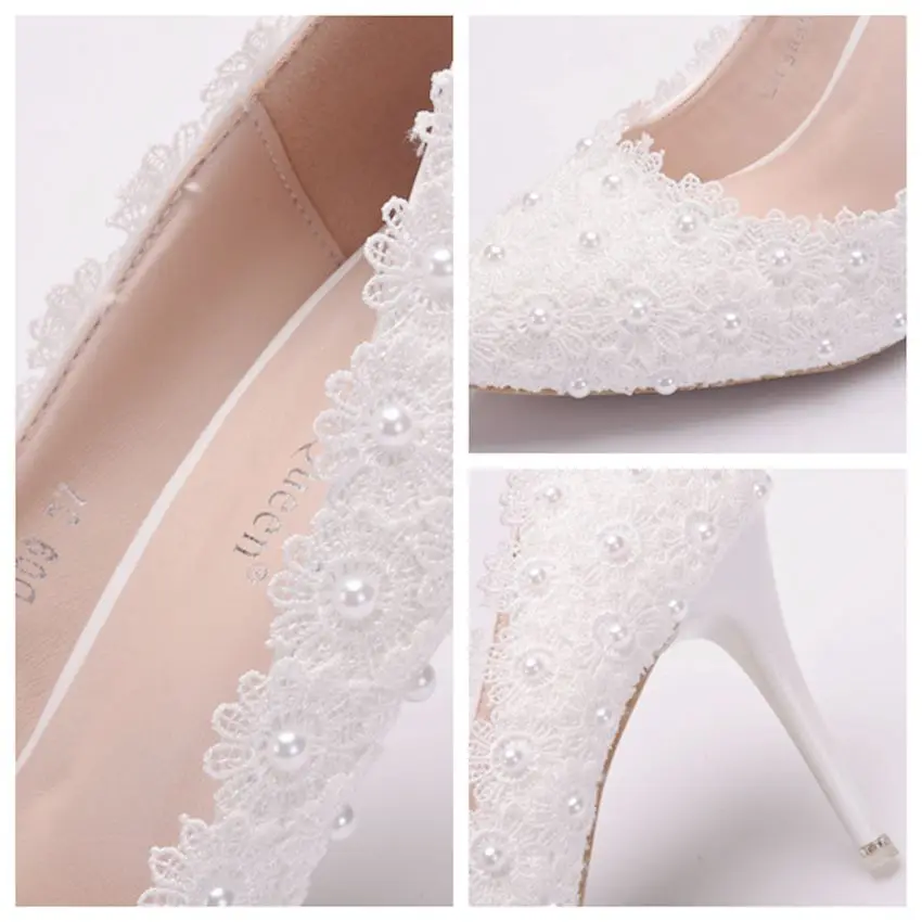 Женские свадебные туфли украшенные кристаллами на высоком каблуке 9 см|heels