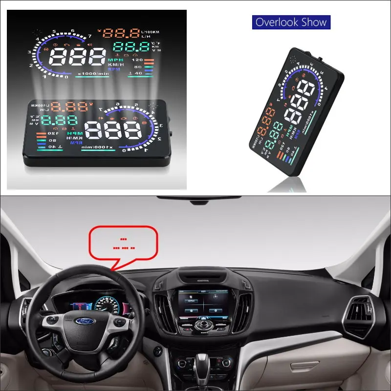 Car HUD Head Up Display For Ford B-Max/C-Max/i-MAX/S-Max OBD Auto Accessories Safe Driving Screen Projector Plug And Play Film