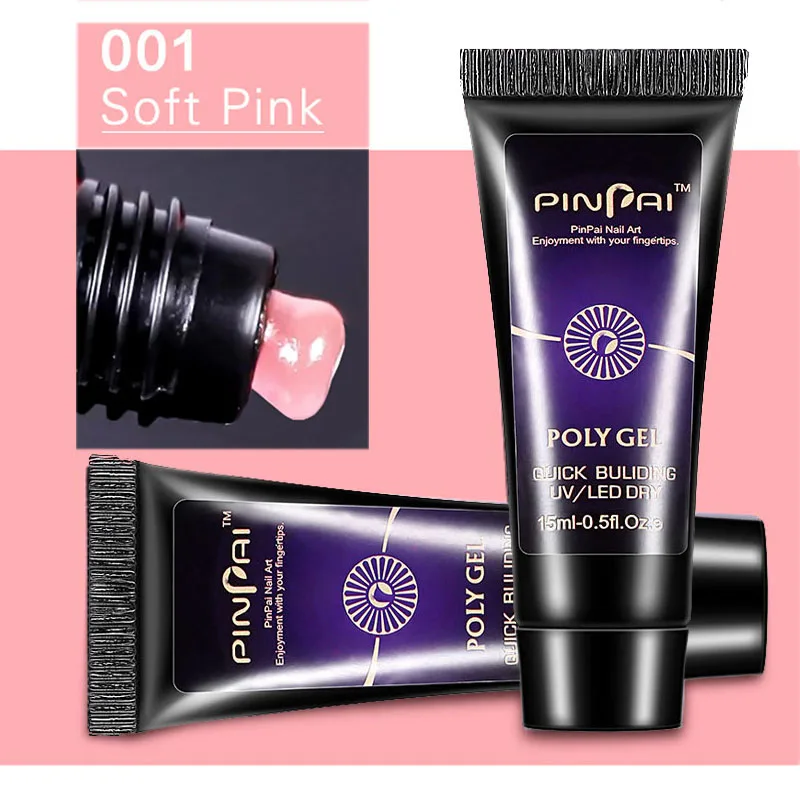 soft pink 1 шт полигель 15 мл расширение ногтей кристалл желе УФ гель для ногтей гелевая форма для ногтей кисть для ногтей УФ инструмент для работы с гелем - Цвет: soft pink