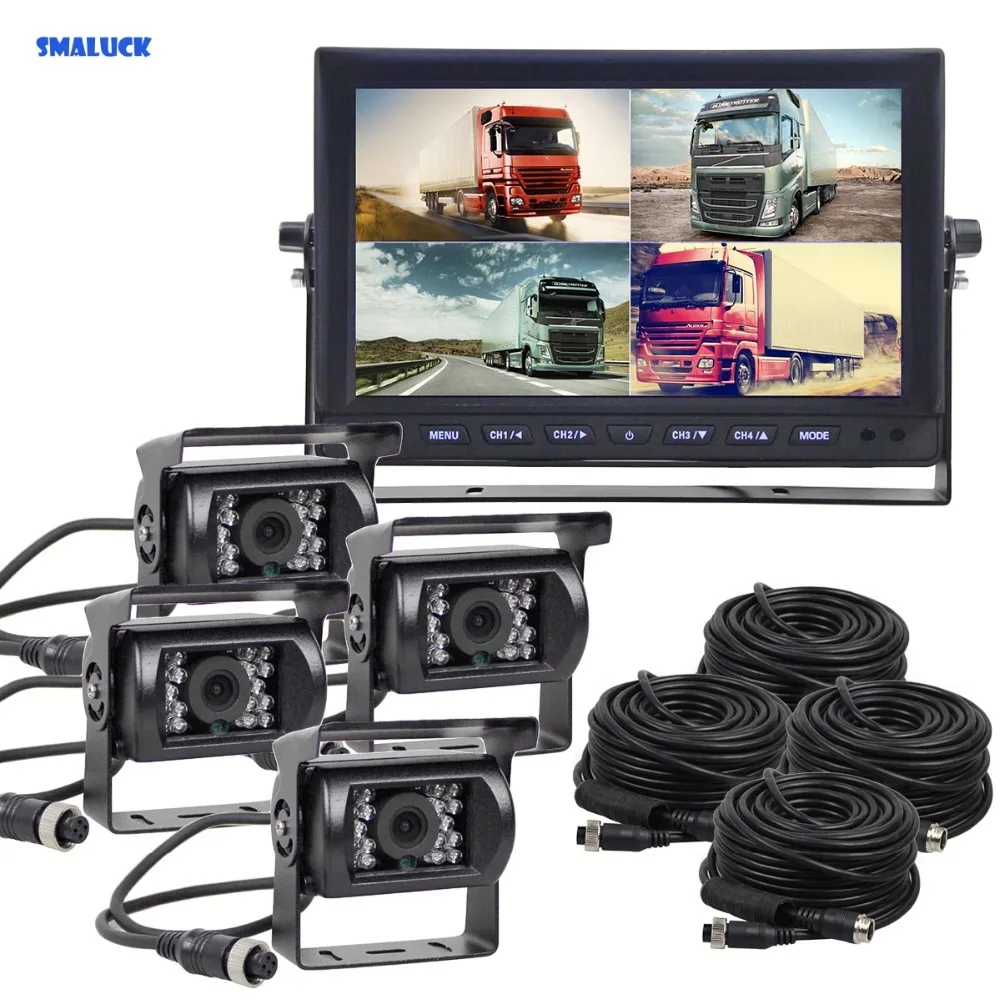 

SMALUCK 10 "Сплит QUAD Автомобильный монитор + 4 x CCD IR камера ночного видения заднего вида Водонепроницаемая для автомобиля грузовика автобуса каме...