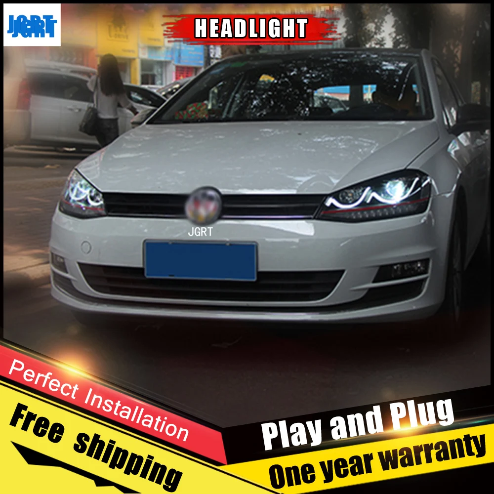 Автомобильные светодиодные фары для VW Golf 7 2013-2015 ДХО-линзы двухлучевые H7 HID