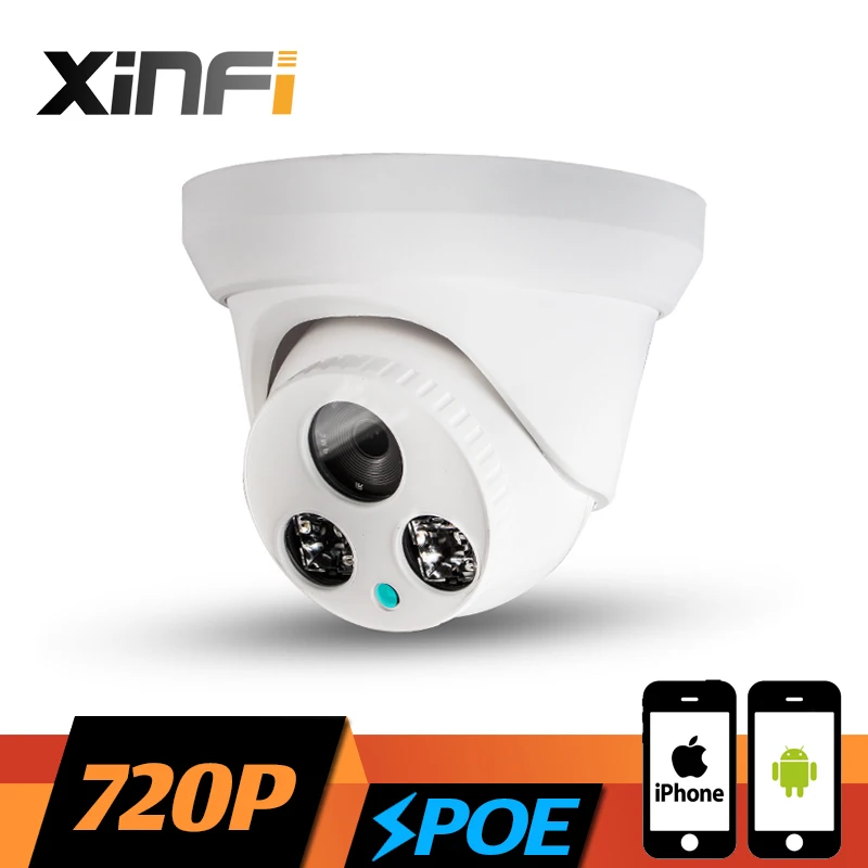 Купольная IP камера XINFI 1.0MP HD 720P POE ночное видение ИК подсветка ONVIF P2P|security cam|network ip