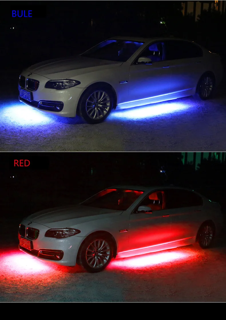 90X120 см Беспроводная Автомобильная RGB Светодиодная лента для телефона 5050 SMD RGB Светодиодная лента под автомобильную трубу система подсвечивания днища неоновый светильник комплект