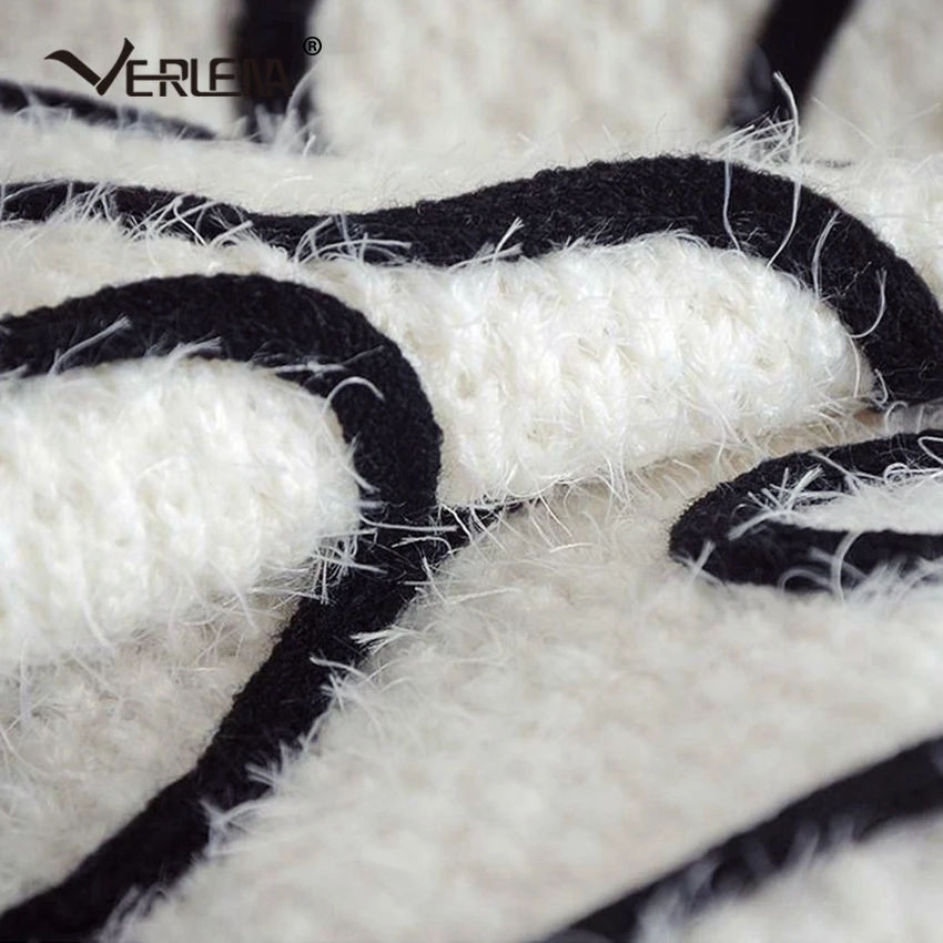 Verlena Loose Fluffy Jumper Long Wide Sleeve Streetwear Winter Sweater Dress Women 2019 Abstract Pattern Sweaters Pullover | Женская