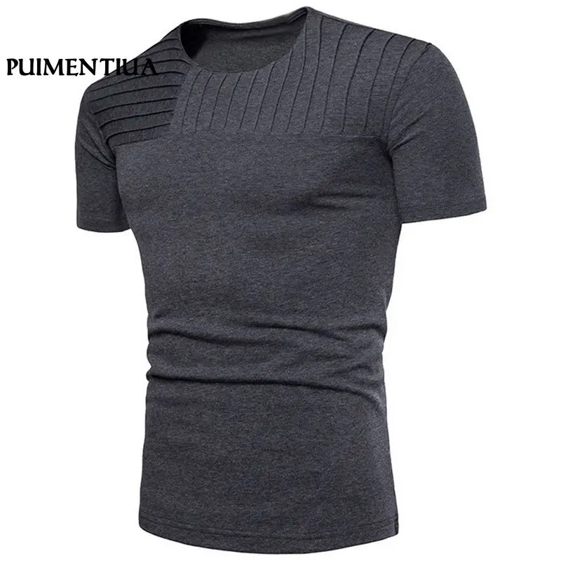 Pui men tiua 3XL летние базовые футболки мужские с коротким рукавом и круглым вырезом