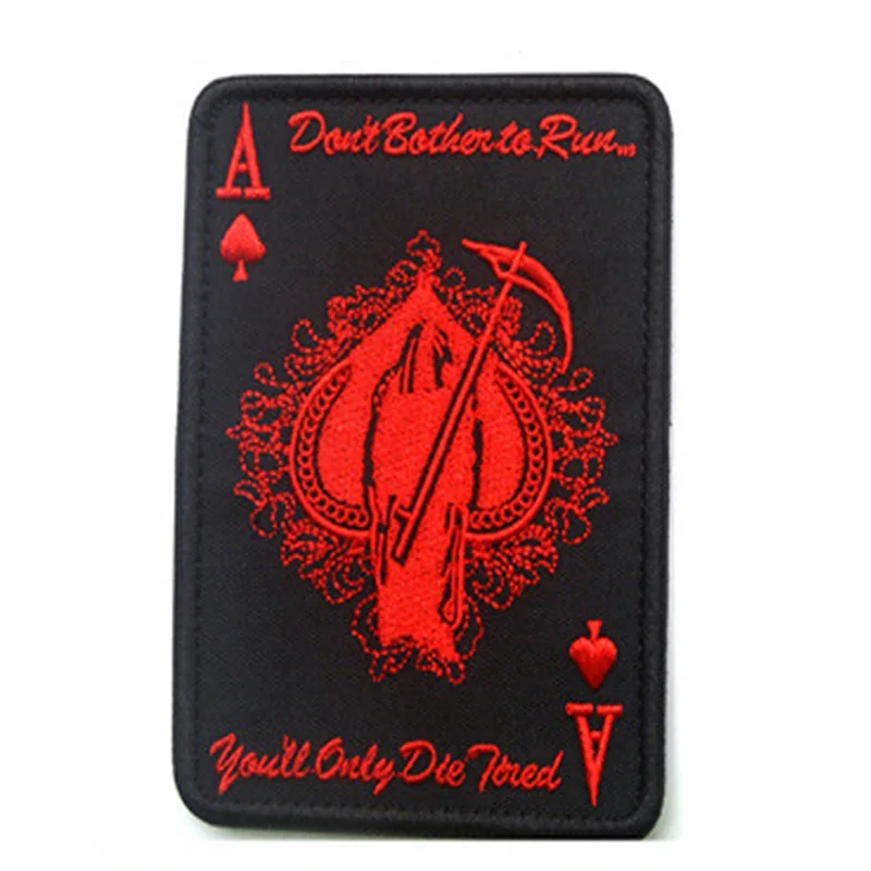 Череп головы Покер патч удивительный Тактический значок 3D вышитый Американская