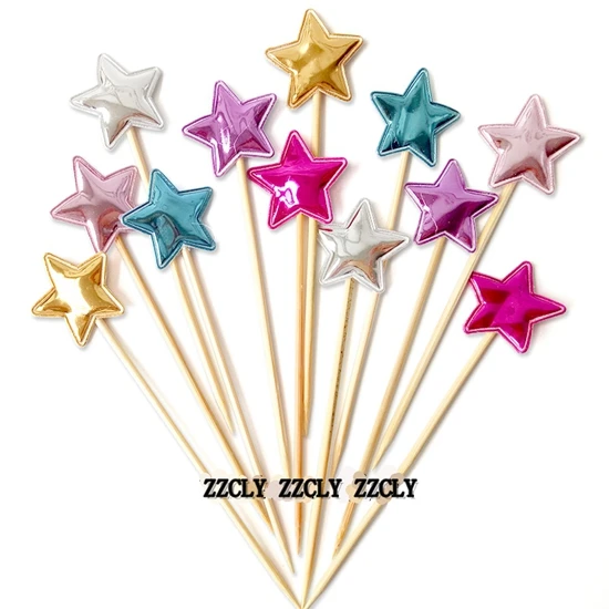5pcs Multicolor Star 5 шт. из искусственной кожи Сердце Звезда Корона Микки голова торт Топпер для с изображением пирожного на день рожденья Детские флажки для душа вечерние свадебные украшения - Цвет: 5pcs Multicolor Star