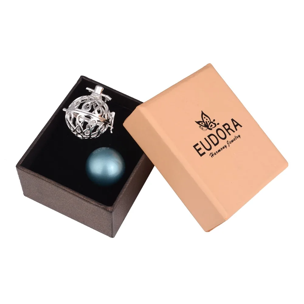 

Eudora Harmony Hollow Knot Floating Locket Cage With Angel Caller Colorful Ringing Chime ball Pendant Pregnancy Women Necklace