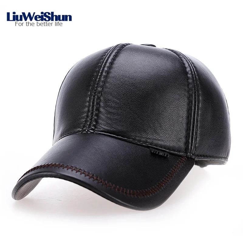 LIUWEISHUN зимние кожаные бейсболки для мужчин Snapback Dad Шапка с ушками Bone Gorras