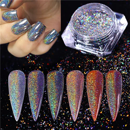 Rainbow Powder Зеркальный блеск для ногтей, порошок, металлический цвет, дизайн ногтей, хромированный пигмент, пылезащитный декор, голографический порошок для ногтей, маникюр, УФ-гель, сделай сам - Цвет: Rainbow Powder