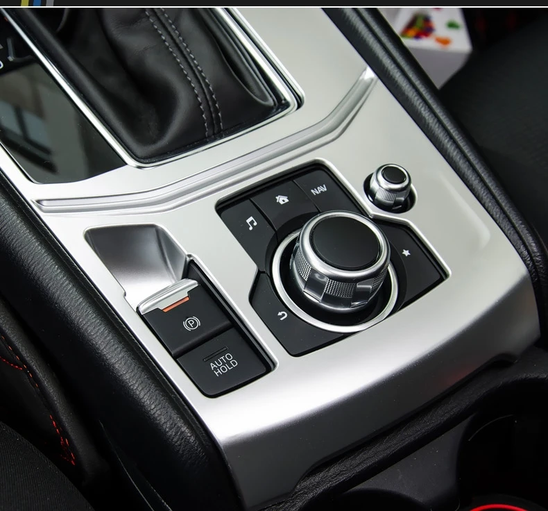 Для Mazda CX-5 CX5 CX 5 ABS хромовое углеродное волокно автомобиля Средний CD центр управления интерьер Авто аксессуары в полоску