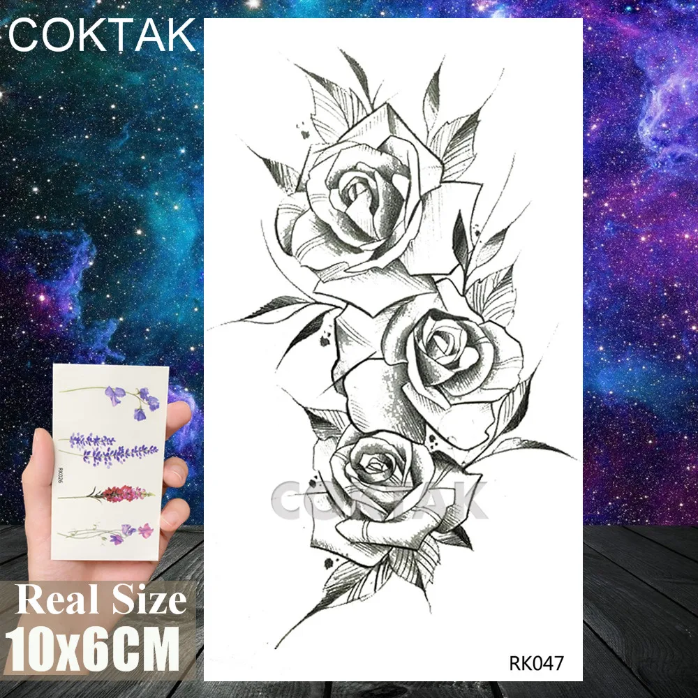 Временные татуировки в черный горошек цветок Ловец снов наклейка для женский