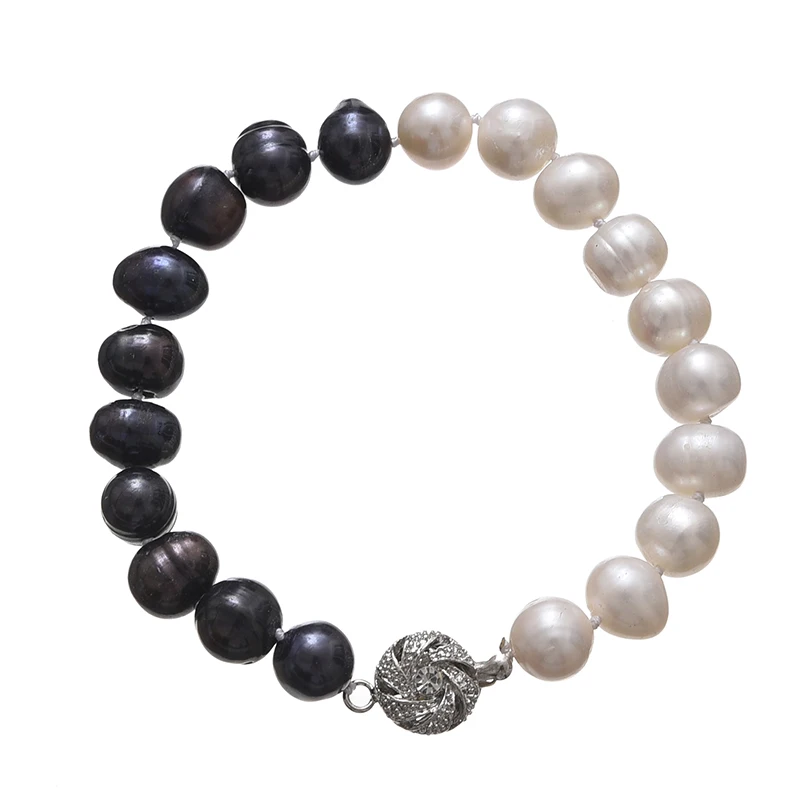 

Unique Black and White Pearls Beads 9-10mm Making Design Diy Handmade Bracelets 7inch H655